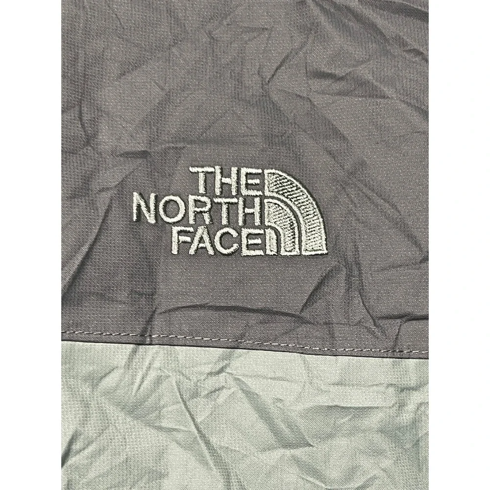 The North Face Hooded Windbreaker Jacket Men XXL Grey Green Colorblock Excellent